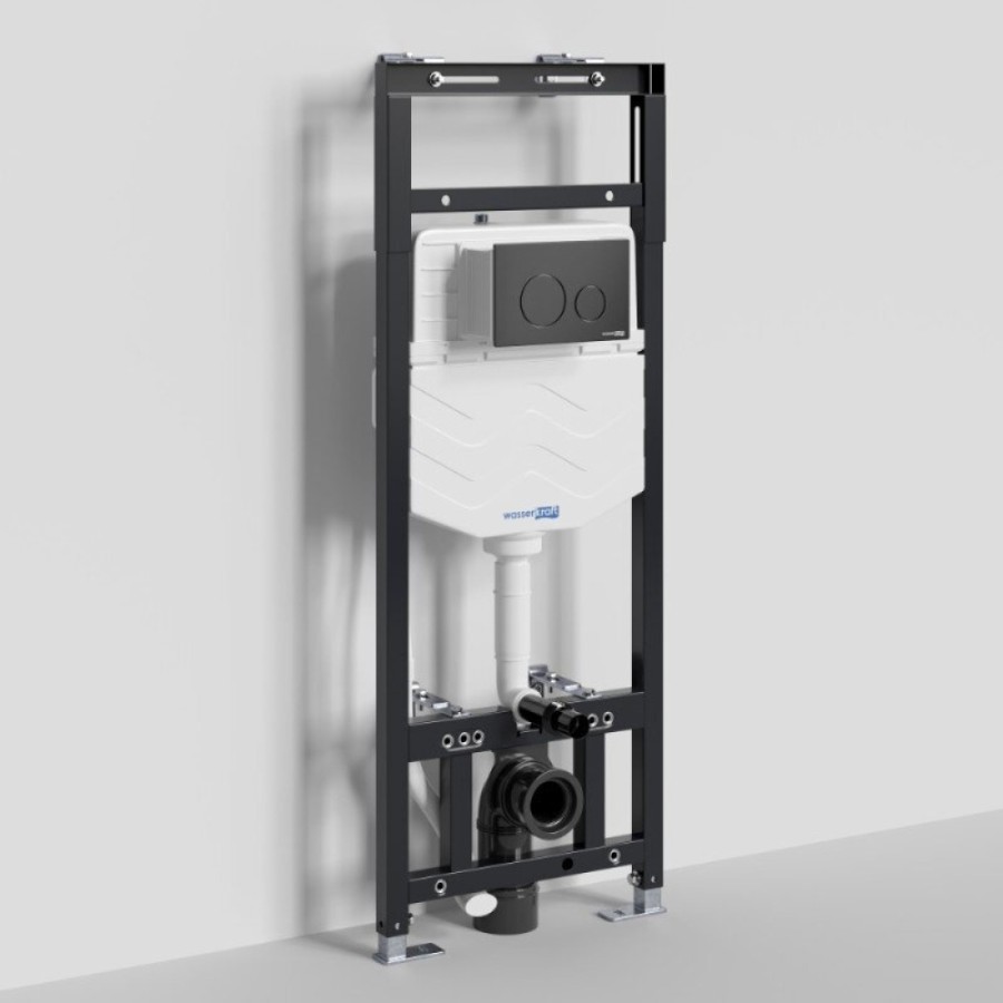 Инсталляция для унитаза WasserKraft Alme 15TLT.010.ME.MB02, механическая клавиша черная матовая