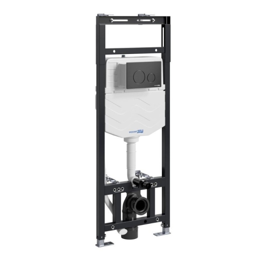 Инсталляция для унитаза WasserKraft Alme 15TLT.010.ME.MB02, механическая клавиша черная матовая