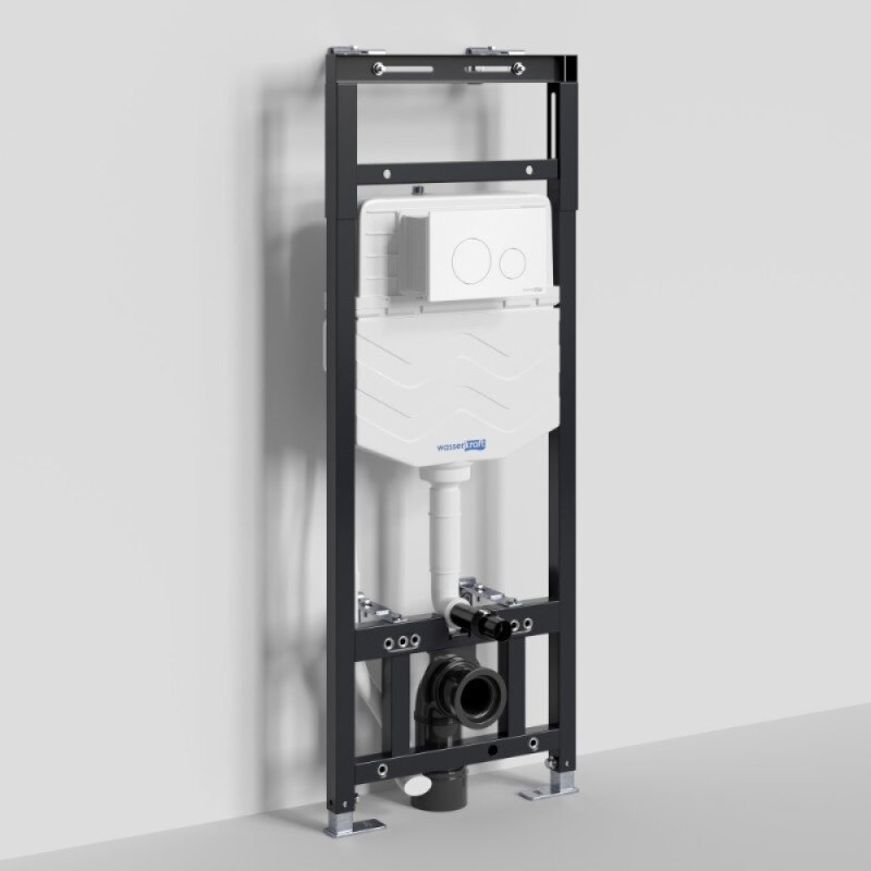 Инсталляция для унитаза WasserKraft Alme 15TLT.010.ME.WM02, механическая клавиша белая матовая
