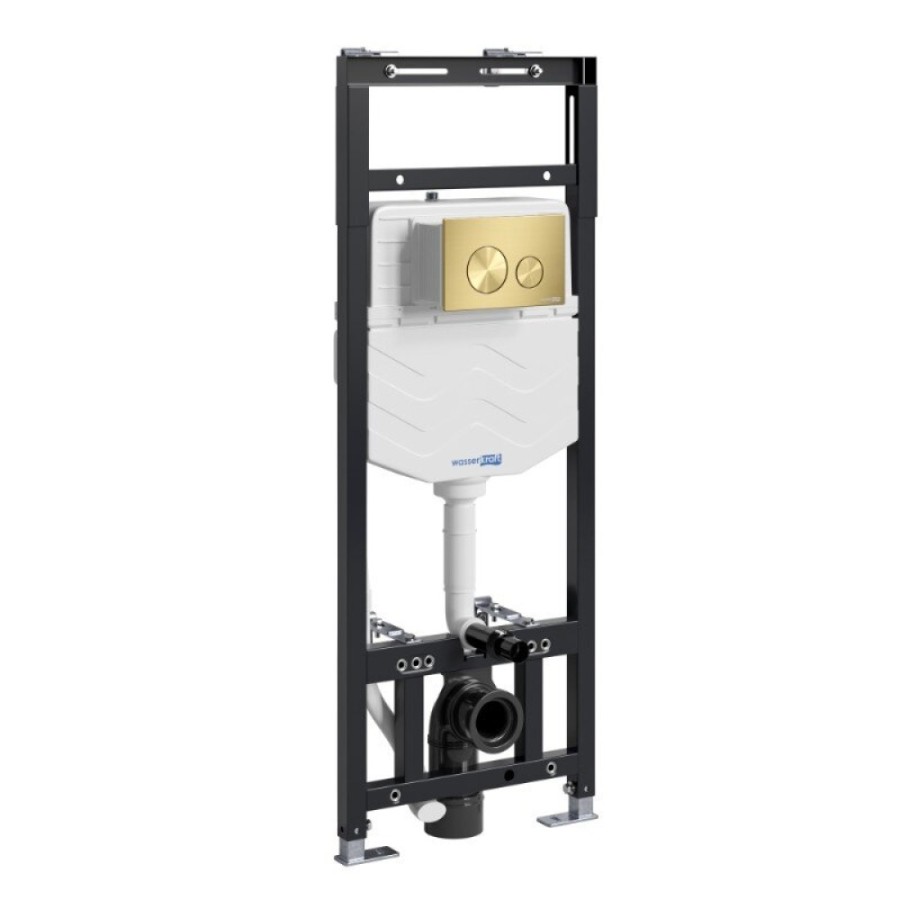 Инсталляция для унитаза WasserKraft Alme 15TLT.010.ME.MG02, механическая клавиша золото матовое