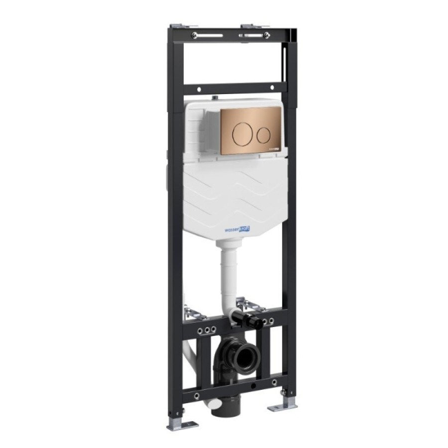 Инсталляция для унитаза WasserKraft Alme 15TLT.010.ME.RG02, механическая клавиша золото розовое