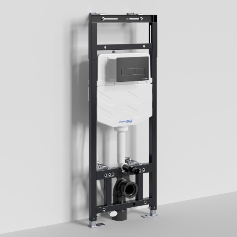 Инсталляция для унитаза WasserKraft Alme 15TLT.010.ME.MB03, механическая клавиша черная матовая