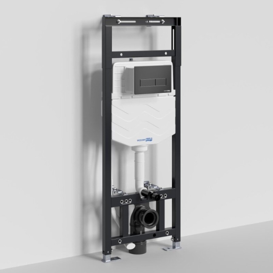 Инсталляция для унитаза WasserKraft Alme 15TLT.010.ME.MB03, механическая клавиша черная матовая