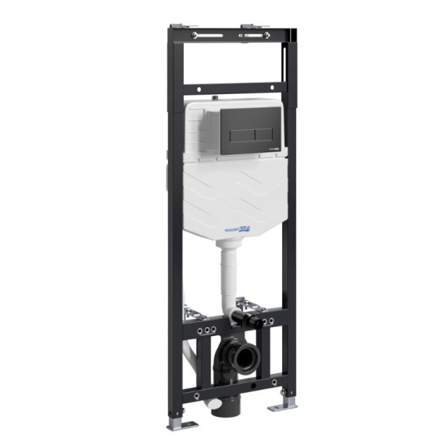 Инсталляция для унитаза WasserKraft Alme 15TLT.010.ME.MB03, механическая клавиша черная матовая