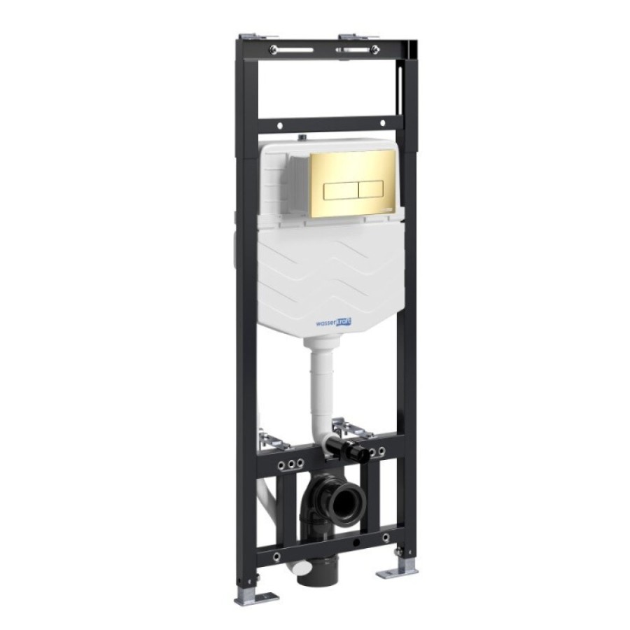 Инсталляция для унитаза WasserKraft Alme 15TLT.010.ME.PG03, механическая клавиша золото глянцевое