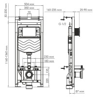 Инсталляция для унитаза WasserKraft Alme 15TLT.010.ME.MG03, механическая клавиша золото матовое