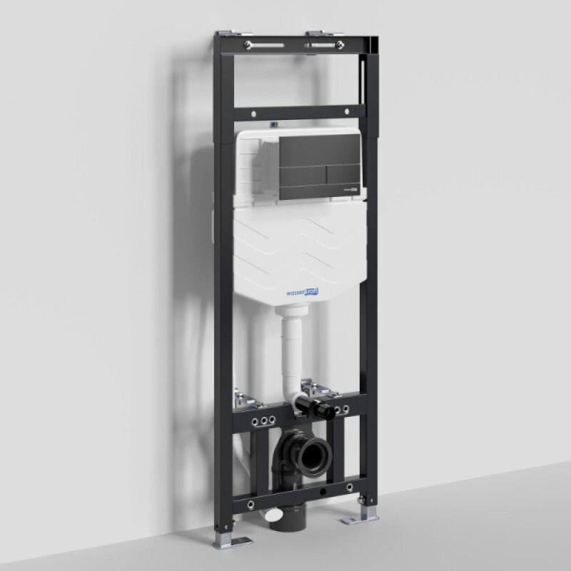 Инсталляция для унитаза WasserKraft Alme 15TLT.010.ME.MB04, механическая клавиша черная матовая
