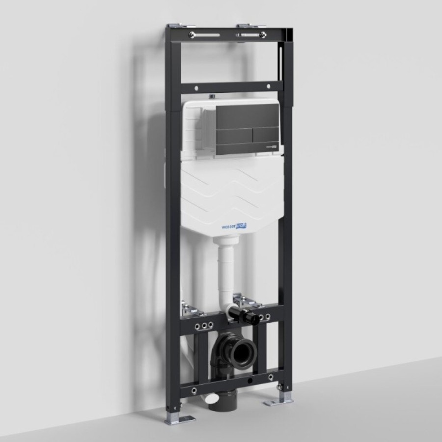Инсталляция для унитаза WasserKraft Alme 15TLT.010.ME.MB04, механическая клавиша черная матовая