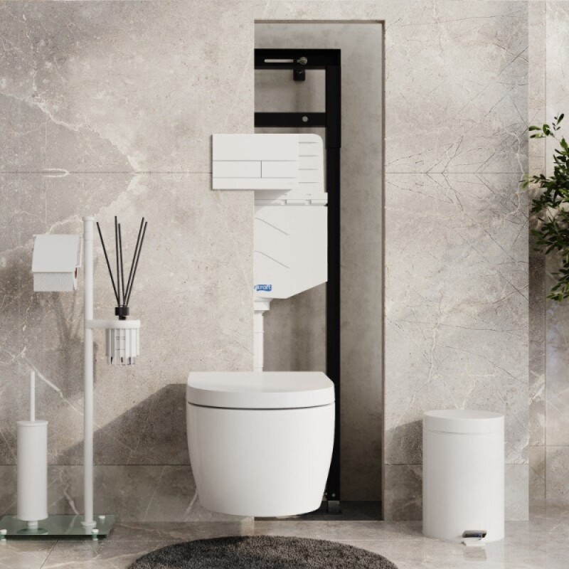 Инсталляция для унитаза WasserKraft Alme 15TLT.010.ME.WM04, механическая клавиша белая матовая