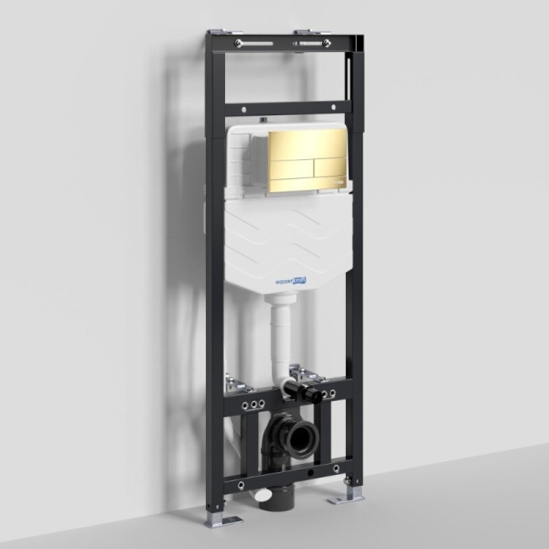 Инсталляция для унитаза WasserKraft Alme 15TLT.010.ME.PG04, механическая клавиша золото глянцевое