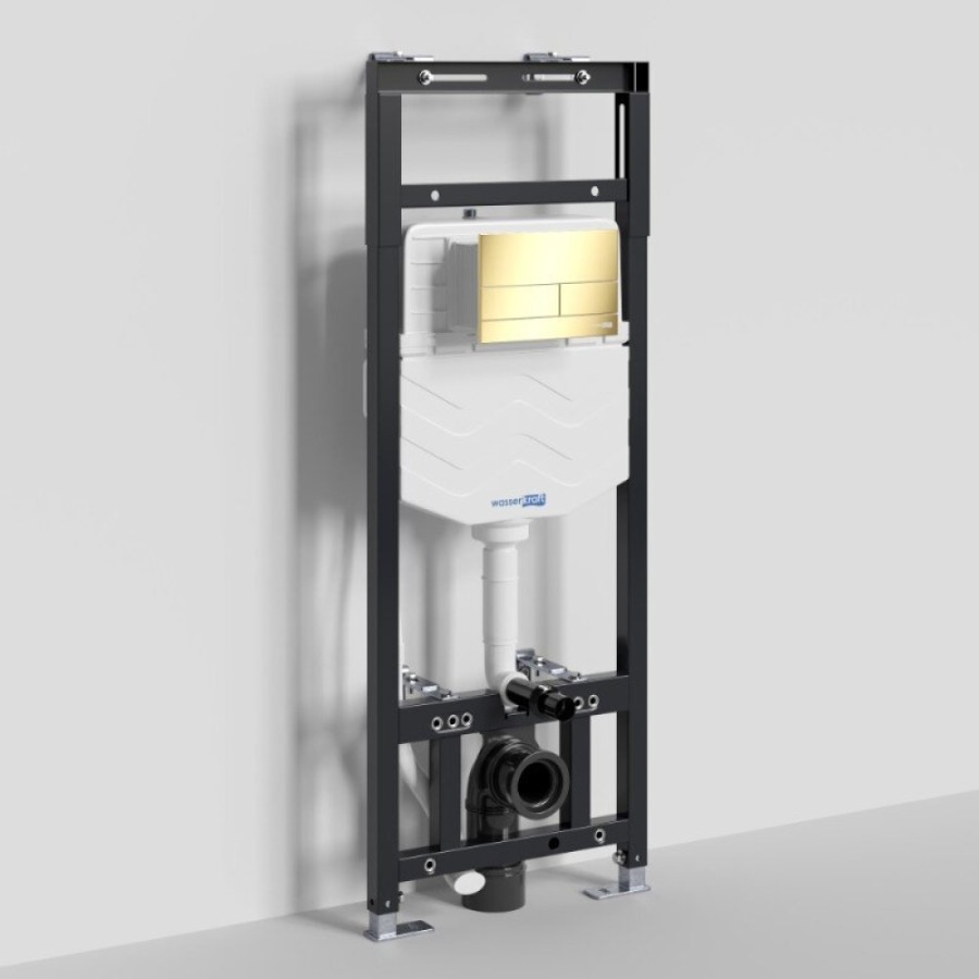 Инсталляция для унитаза WasserKraft Alme 15TLT.010.ME.PG04, механическая клавиша золото глянцевое