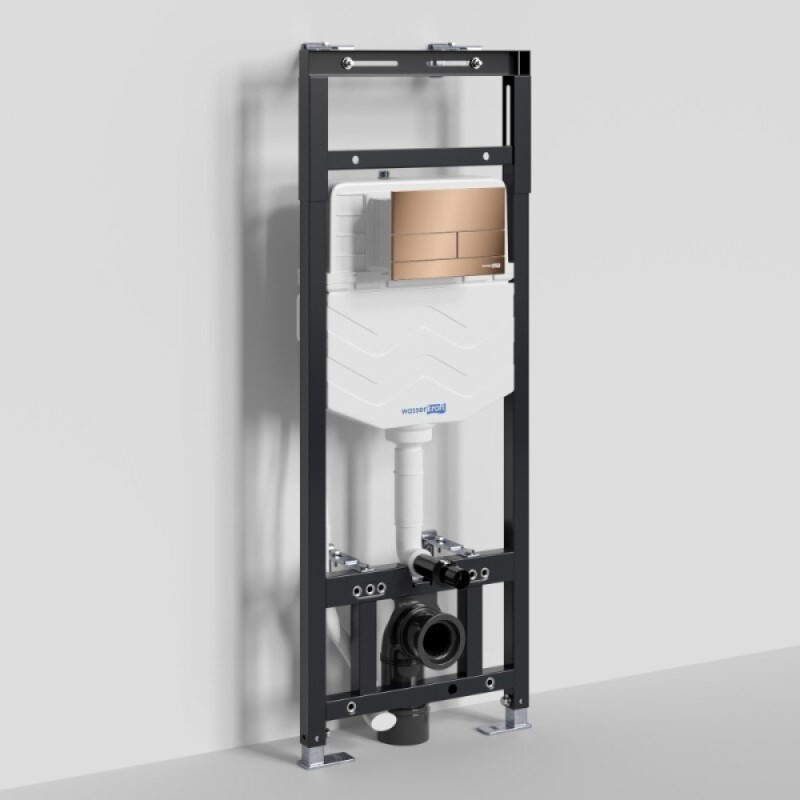Инсталляция для унитаза WasserKraft Alme 15TLT.010.ME.RG04, механическая клавиша золото розовое