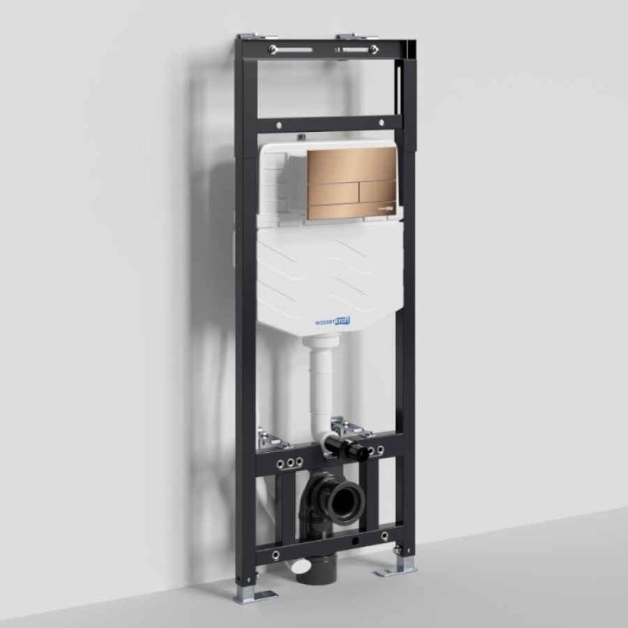 Инсталляция для унитаза WasserKraft Alme 15TLT.010.ME.RG04, механическая клавиша золото розовое