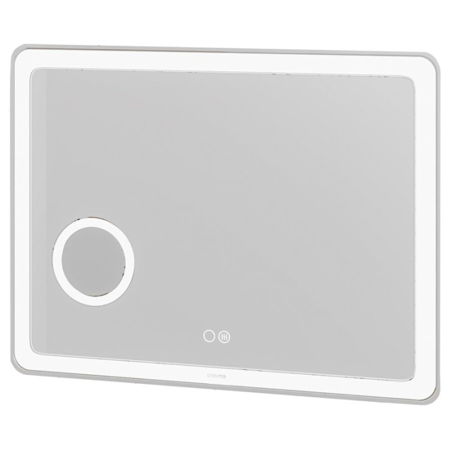 Зеркало Grossman Leo 100 x 80 см с подсветкой, сенсорный выключатель, гравировка, подогрев, увеличительное стекло, 1610080