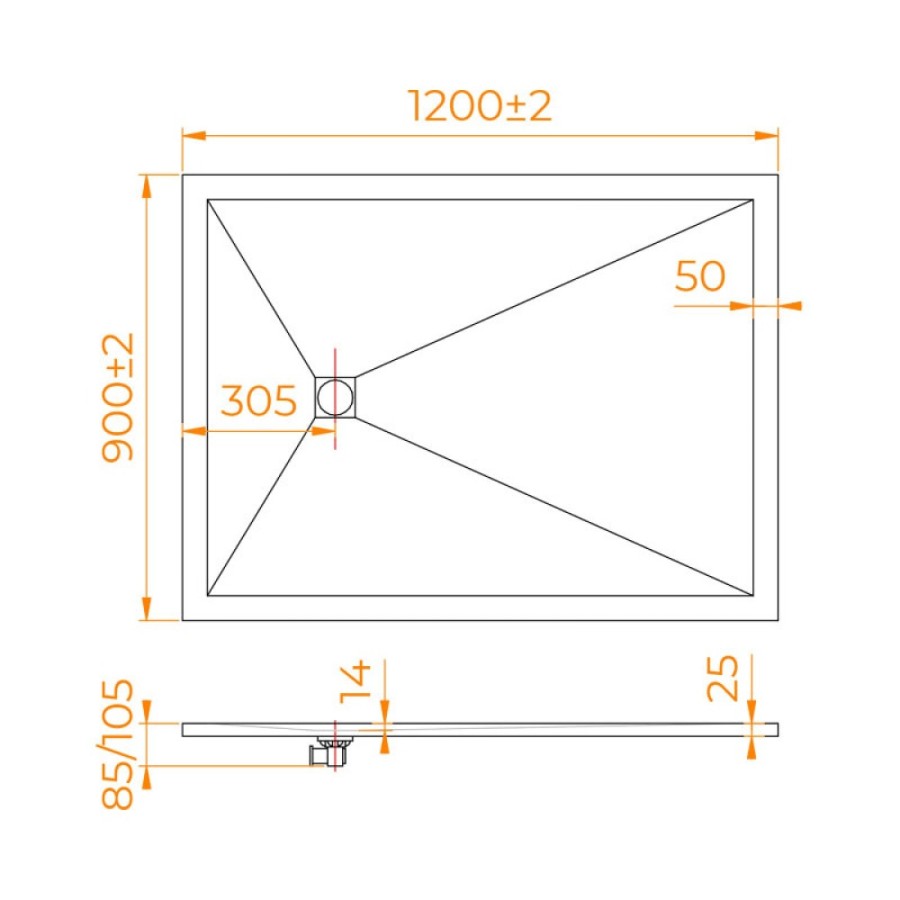 Душевой поддон RGW Stone Tray 16152912-001, 90 x 120 см, прямоугольный, из искусственного камня, белый