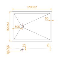 Душевой поддон RGW Stone Tray 16152912-002, 90 x 120 см, прямоугольный, из искусственного камня, графит