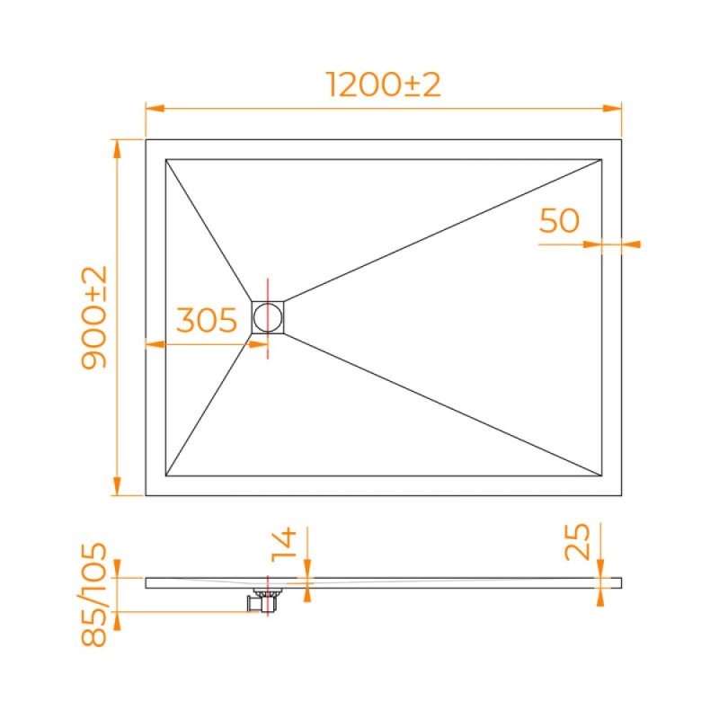Душевой поддон RGW Stone Tray 16152912-002, 90 x 120 см, прямоугольный, из искусственного камня, графит
