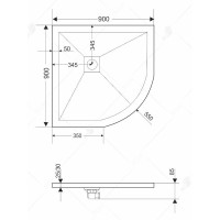 Душевой поддон RGW ST/R-G 100 x 100 см, четверть круга, из искусственного камня, графит, 16153100-02