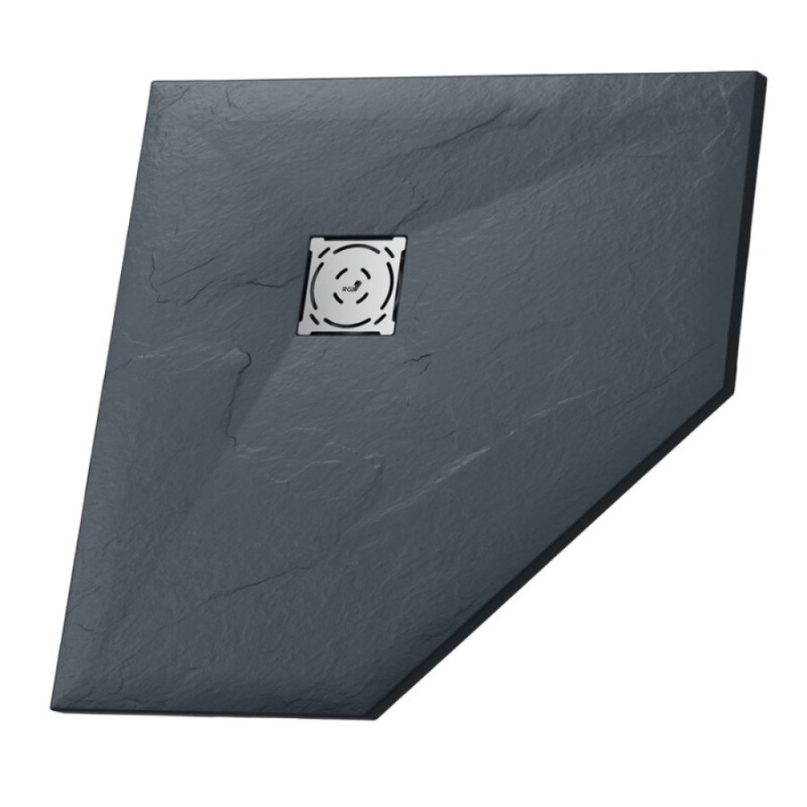Душевой поддон RGW ST/T-0088G 16155088-02, 80 x 80 см, пятиугольный, из искусственного камня, графит