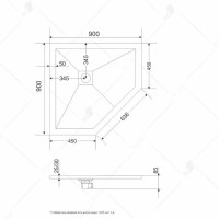 Душевой поддон RGW ST/T-0099W 90 x 90 см, трапеция, из искусственного камня, белый, 16155099-01