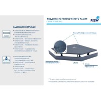 Душевой поддон RGW ST/T-0099G 90 х 90 см, трапеция, из искусственного камня, графит, 16155099-02
