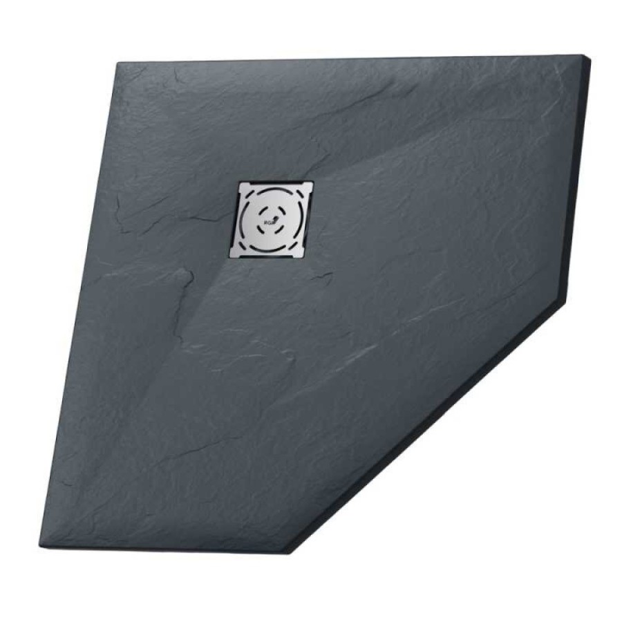 Душевой поддон RGW ST/T-G 100 x 100 см, пятиугольный, из искусственного камня, графит, 16155100-02
