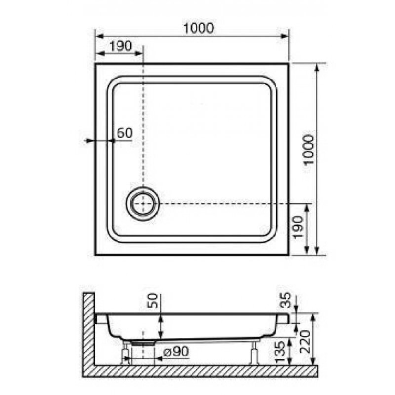 Душевой поддон RGW Style 100 x 100 см квадратный, акриловый, белый, 16180100-11