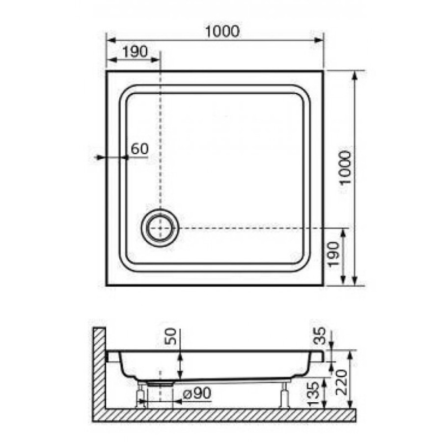 Душевой поддон RGW Style 100 x 100 см квадратный, акриловый, белый, 16180100-11