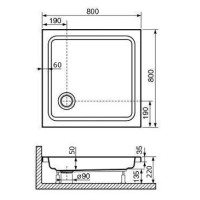 Душевой поддон RGW Style 80 x 80 см квадратный, акриловый, белый, 16180188-11
