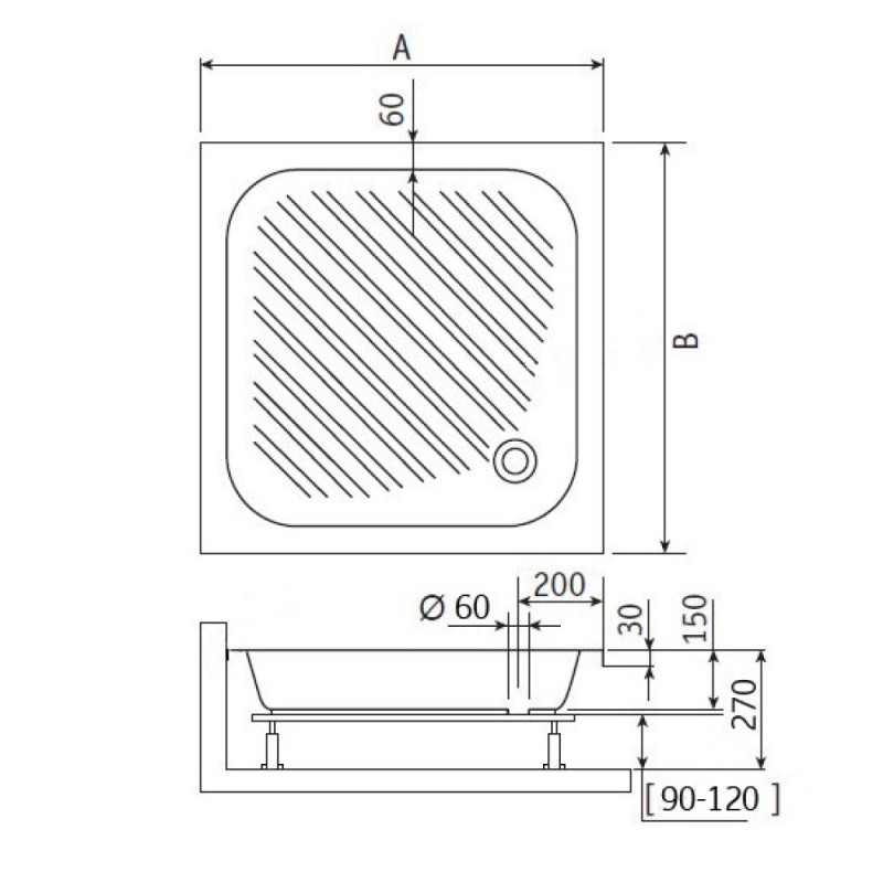 Душевой поддон RGW Acryl 16180188-51 B/CL-S 80 х 80 см, квадратный, акриловый, белый