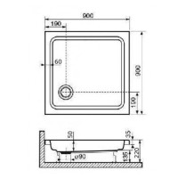 Душевой поддон RGW Style 90 x 90 см квадратный, акриловый, белый, 16180199-11