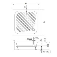 Душевой поддон RGW Acryl 16180199-51 B/CL-S 90 х 90 см, квадратный, акриловый, белый
