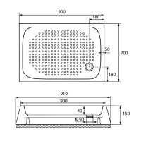 Душевой поддон RGW LUX/TN, 90 x 70 см, прямоугольный, акриловый, белый, 16180279-21