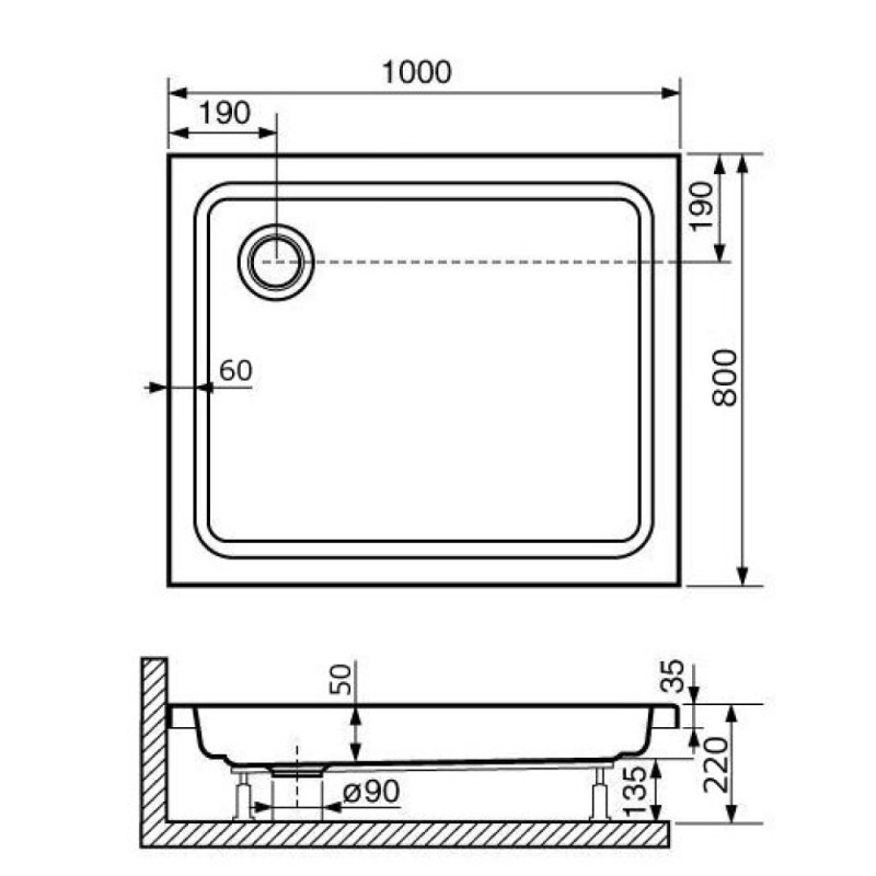 Душевой поддон RGW Style 80 x 100 см прямоугольный, акриловый, белый, 16180280-11