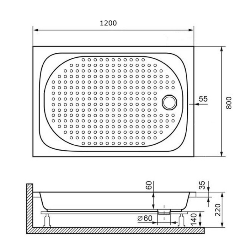 Душевой поддон RGW Lux/TN 80 x 120 см прямоугольный, акриловый, белый, 16180282-21
