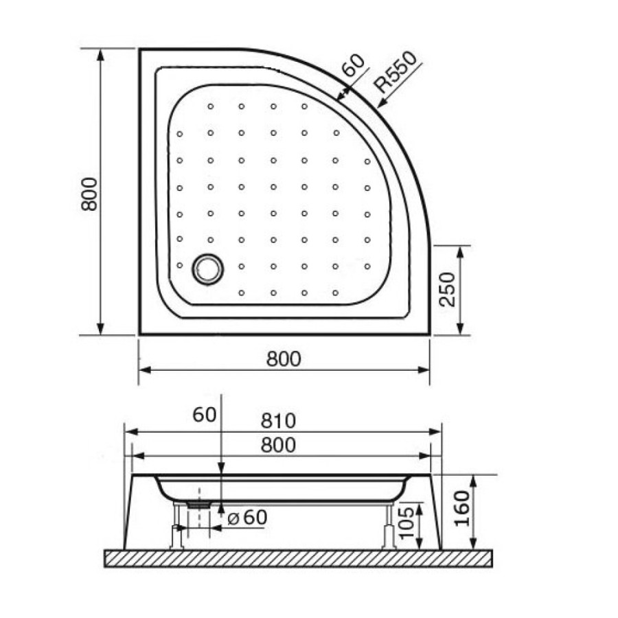 Душевой поддон RGW Lux/TN-P 80 x 80 см четверть круга, акриловый, белый, 16180488-41