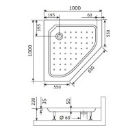 Душевой поддон RGW Style-TR 100 x 100 см трапеция, акриловый, белый, 16180500-11