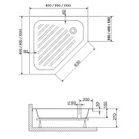 Душевой поддон RGW BT/CL-S 100 х 100 см, трапеция, акриловый, белый, 16180500-51