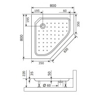 Душевой поддон RGW Style-TR 80 x 80 см трапеция, акриловый, белый, 16180588-11