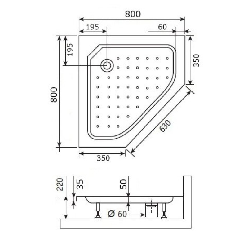 Душевой поддон RGW Style-TR 80 x 80 см трапеция, акриловый, белый, 16180588-11