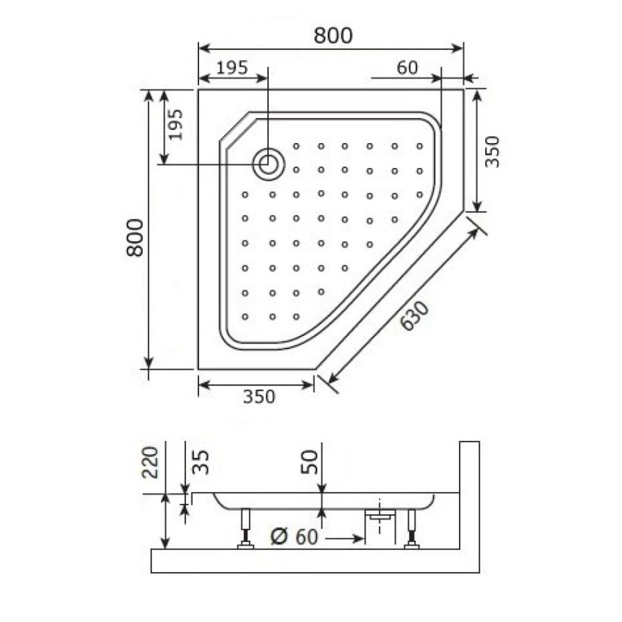 Душевой поддон RGW Style-TR 80 x 80 см трапеция, акриловый, белый, 16180588-11