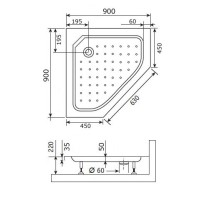 Душевой поддон RGW Style-TR 90 x 90 см трапеция, трапеция, акриловый, белый, 16180599-11