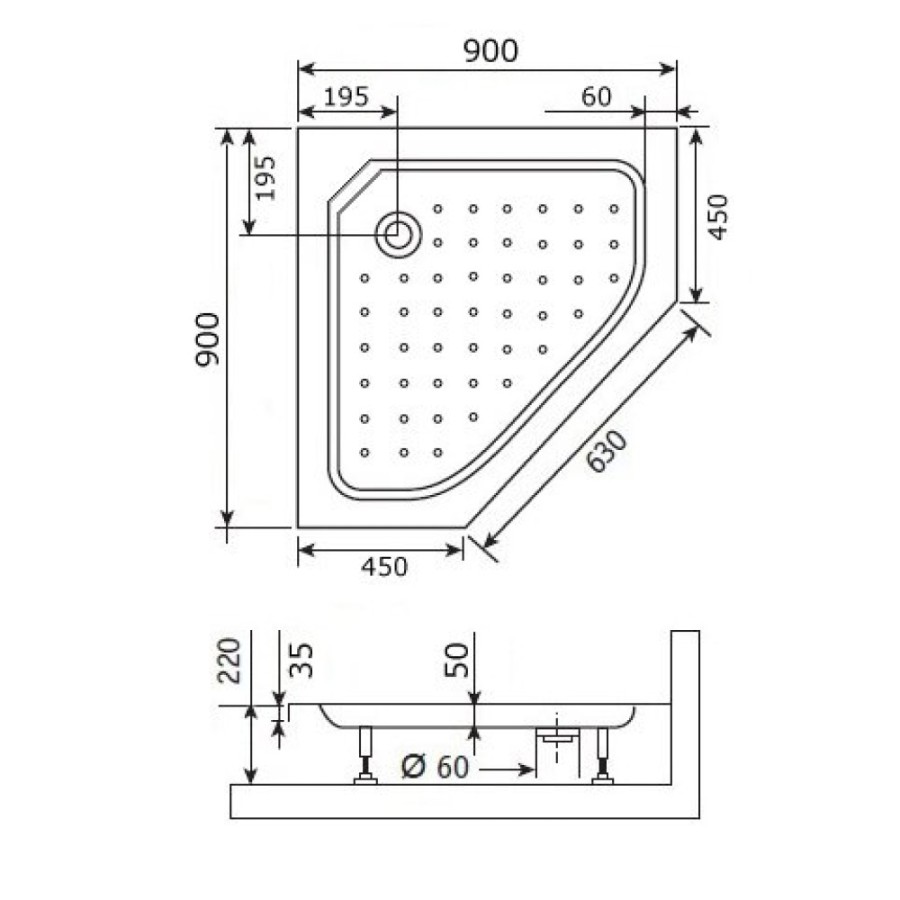 Душевой поддон RGW Style-TR 90 x 90 см трапеция, трапеция, акриловый, белый, 16180599-11