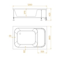 Душевой поддон RGW BC/L 120 х 80 см, с сиденьем, акрил, белый, 16180682-91