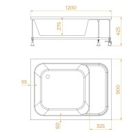 Душевой поддон RGW BC/L 120 х 90 см, с сиденьем, акрил, белый, 16180692-91