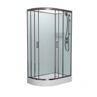 Душевая кабина Frank F418 L Brilliant без крыши, 100 х 80 см, низкий поддон, стекла прозрачные, профиль хром, 164009