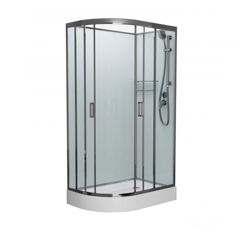 Душевая кабина Frank F418 L Brilliant без крыши, 100 х 80 см, низкий поддон, стекла прозрачные, профиль хром, 164009