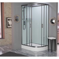 Душевая кабина Frank F418 L Brilliant без крыши, 100 х 80 см, низкий поддон, стекла прозрачные, профиль хром, 164009