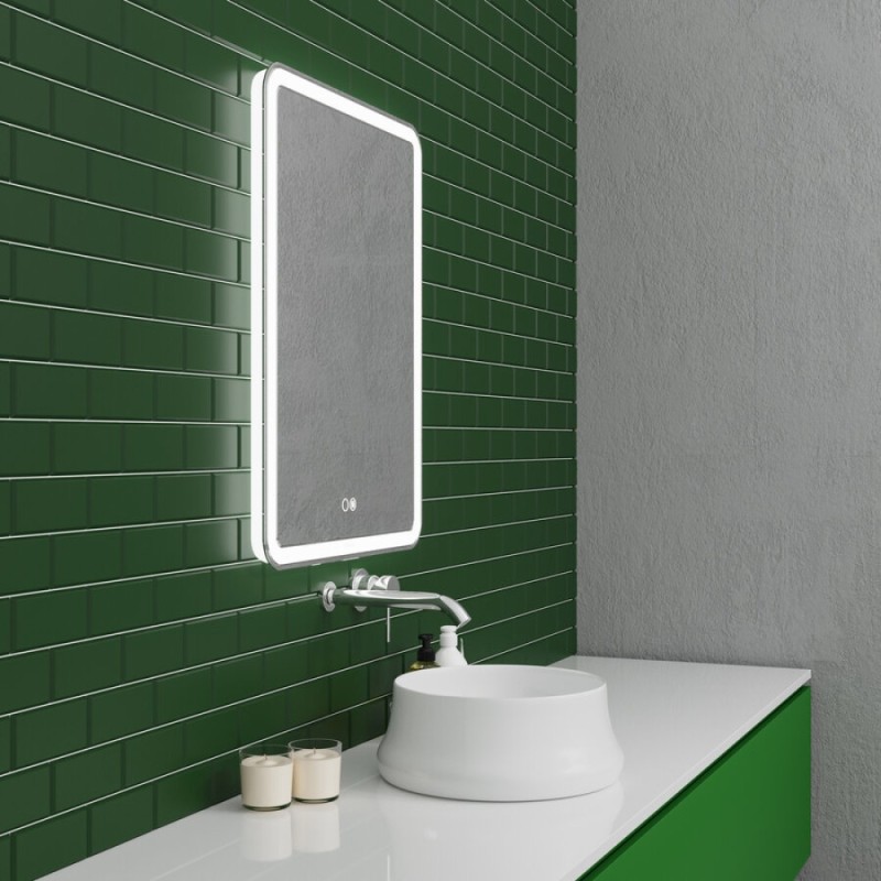 Зеркало Grossman Leo 60 x 80 см с подсветкой, сенсорный выключатель, гравировка, подогрев, 166080