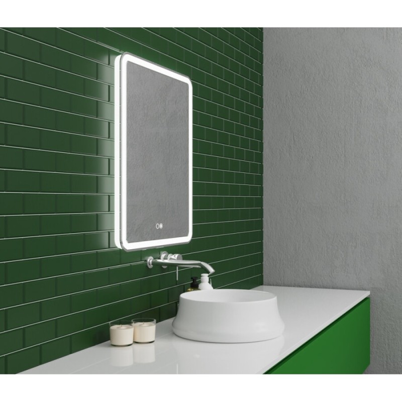 Зеркало Grossman Leo 70 x 80 см с подсветкой, сенсорный выключатель, гравировка, подогрев, 167080
